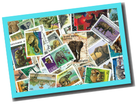 50 verschiedene Briefmarken ELEFANTEN